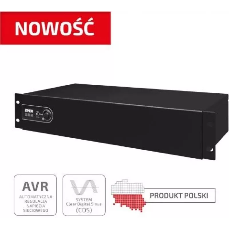 EVER ECO Pro 1000 AVR CDS 19-Zoll 2U Rackmount Line-Interactive USV, 1000 VA / 650 W