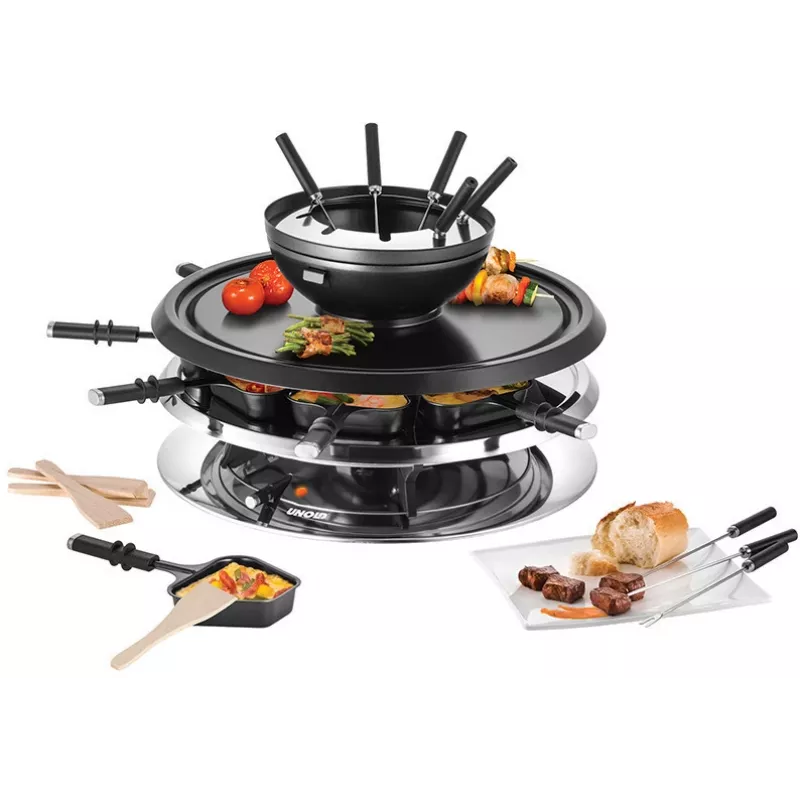 Unold 48726 Raclette-Grill für 8 Personen 1300 W Schwarz, Edelstahl
