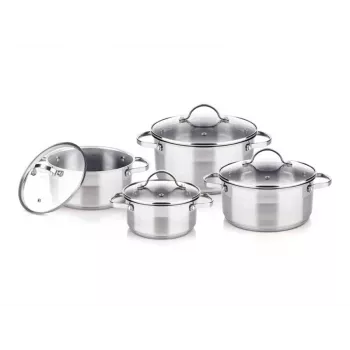 Kochtopfset LAMART LTSSSET8 – Edelstahl-Kochset, 4-teilig, Kochtöpfe 1,5 L / 2,1 L / 2,9 L, Glasdeckel