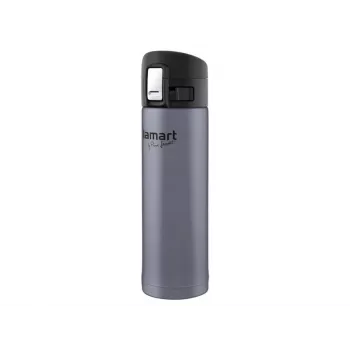Thermobecher LAMART LT4044 0,42 L Edelstahl doppelwandig vakuumisoliert, Druckknopfdeckel, Ø 6,4 cm