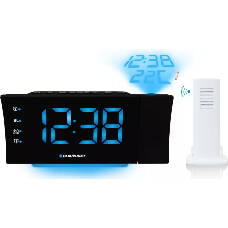 Blaupunkt CRP81USB Radiowecker mit Projektion und USB-Ladefunktion, Schwarz