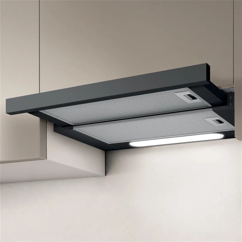 Elica Elite 14 LUX BL/A/60 Teleskop-Dunstabzugshaube, Halbeinbau (ausziehbar), 368 m³/h, LED, 62 dB, schwarz