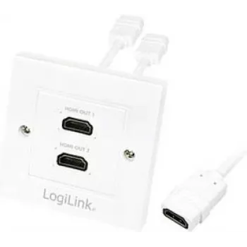 LogiLink AH0015 HDMI-Anschlussdose, Unterputz, 2 Ports, Weiß