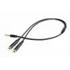 Gembird CCA-417M Audio-Adapter, 4-polig 3,5-mm-Stecker auf 2x 3,5-mm-Buchse, 0,2 m, Schwarz