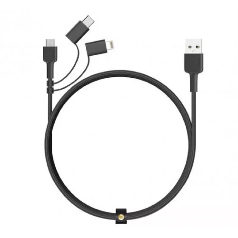 AUKEY CB-BAL5 3-in-1 Geflochtenes Kabel, Micro-USB / USB-C / Lightning, 1,2 m, Schwarz