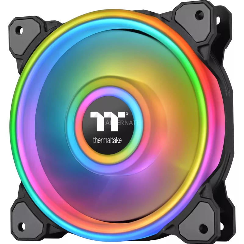 Thermaltake Riing Quad 12 RGB CL-F088-PL12SW-C 120-mm-Radiator-Lüfter, TT Premium Edition, Einzelpack, ohne Controller, schwarz