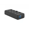 Natec Mantis 2 NHU-1557 4-Port-USB-3.0-Hub, USB-Type-B-Eingang, Ein-/Aus-Schalter, Netzteil, schwarz