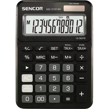 Taschenrechner SENCOR SEC 372BK 12-stelliger LCD einfacher Tischrechner, batteriebetrieben