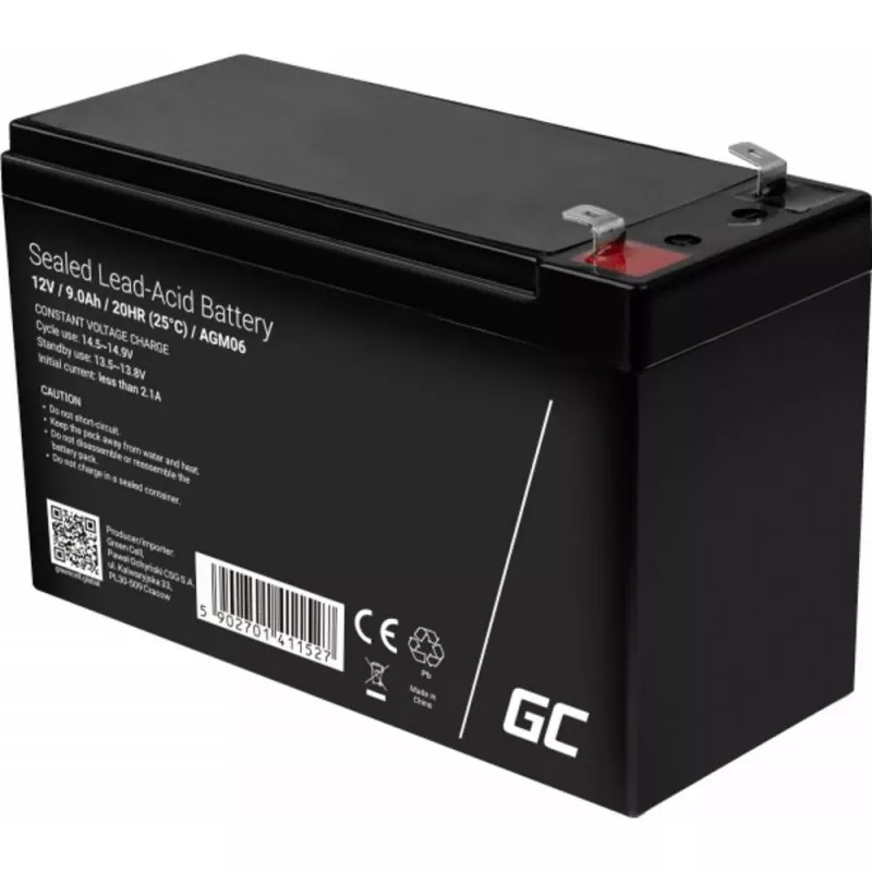 USV-Batterie Green Cell AGM06 — 12 V 9 Ah Blei-Vlies (VRLA) 95 × 151 × 65 mm, 2,3 kg