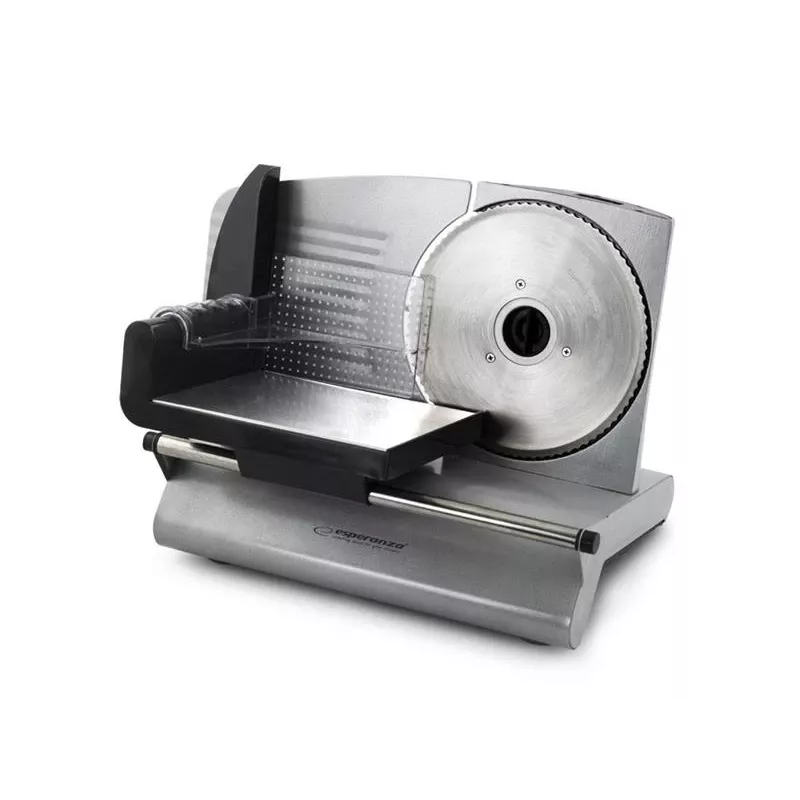 Esperanza Mortadella EKM018K elektrische Aufschnittmaschine, 150 W, max. Schnittstärke 15 mm, Edelstahl, Silber