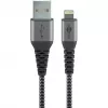 Goobay 49268 Lightning-auf-USB-A-Textilkabel mit Metallsteckern, MFi, 1 m, Space Grau/Silber
