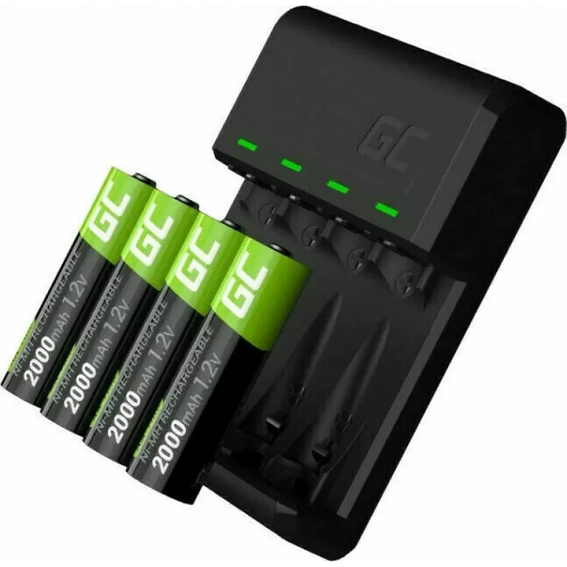 Ladegerät Green Cell GC VitalCharger mit 4× AA 2000mAh NiMH-Akkus
