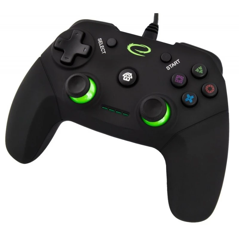 Esperanza EGG110K Vanquisher kabelgebundenes USB-Gamepad für PC/PS3, Vibration, 12 Tasten, 2 Analogsticks, schwarz/grün