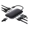 AUKEY CB-C71 8-in-1-USB-C-Hub, 3x USB-A 3.0, HDMI 4K@30Hz, Gigabit-RJ45, SD/microSD, USB-C PD 100 W, 0,15 m Kabel, Aluminium, schwarz