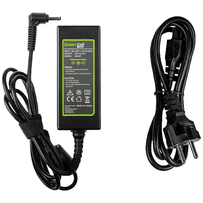 Netzteil Green Cell AD40P 45W für Laptops, 19V 2.37A, AC-to-DC, 100–240V Eingang, schwarz