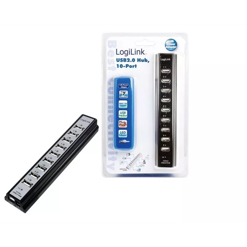 LogiLink UA0096 USB-Hub 480 Mbit/s Schwarz