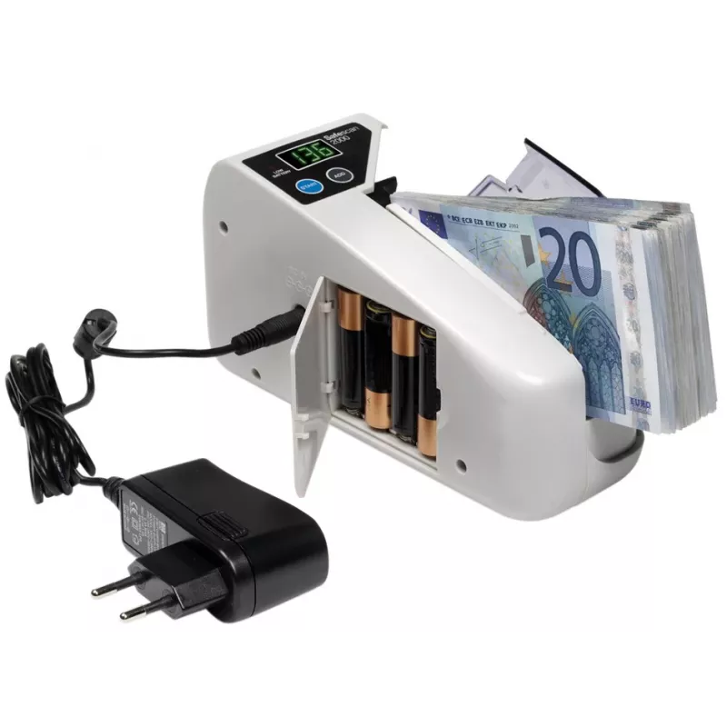 Safescan 2000 tragbarer Banknotenzähler, 600 Scheine/Min., Batterie- oder Netzbetrieb