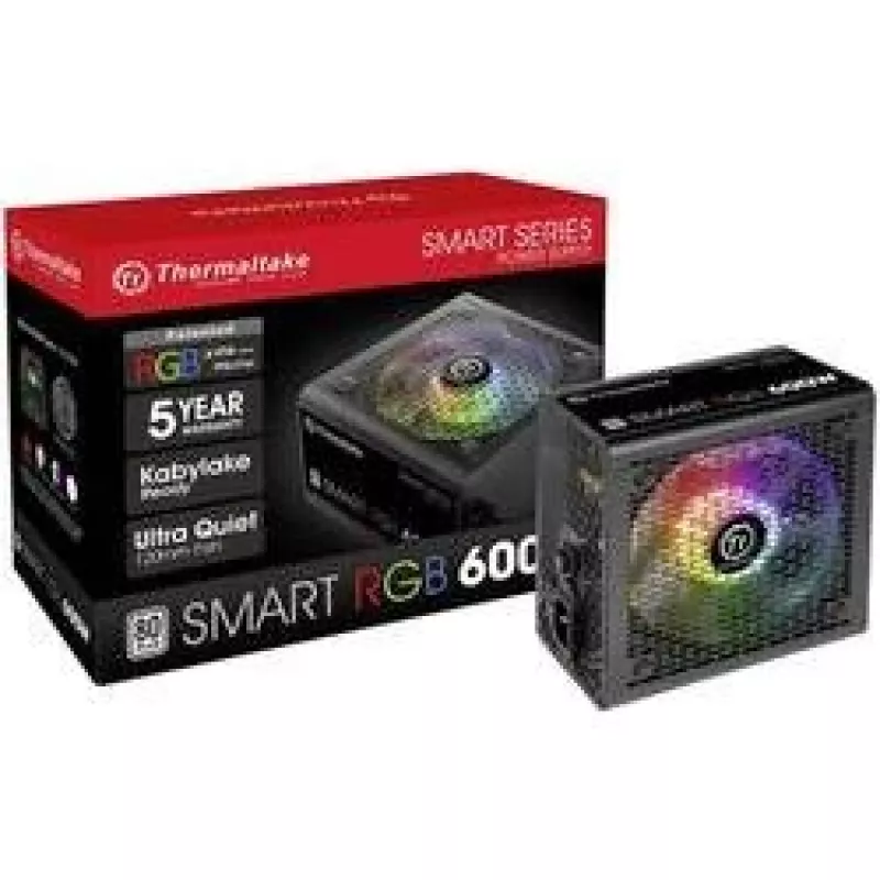 Thermaltake SMART RGB PS-SPR-0600NHSAWE-1 - Netzteil (intern) - ATX12V 2.3 - 80 PLUS - AC 230 V - 600 Watt - aktives PFC - Schwarz