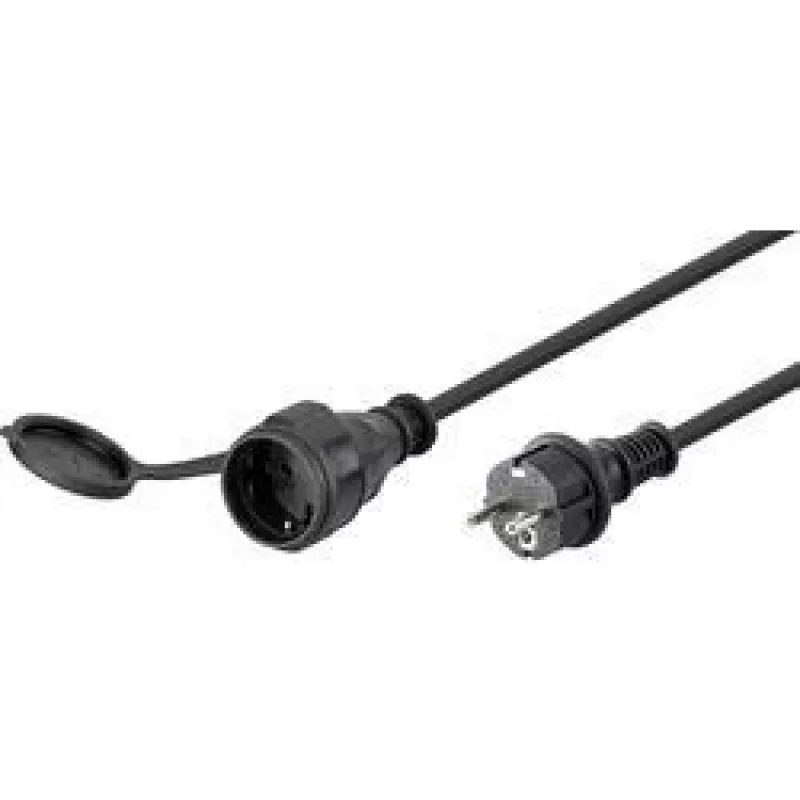 Wentronic Goobay Netzkabel 5 m, Schwarz - Schutzkontaktbuchse (Typ F, CEE 7/4) > Typ F (Typ F, CEE 7/4) (71472)