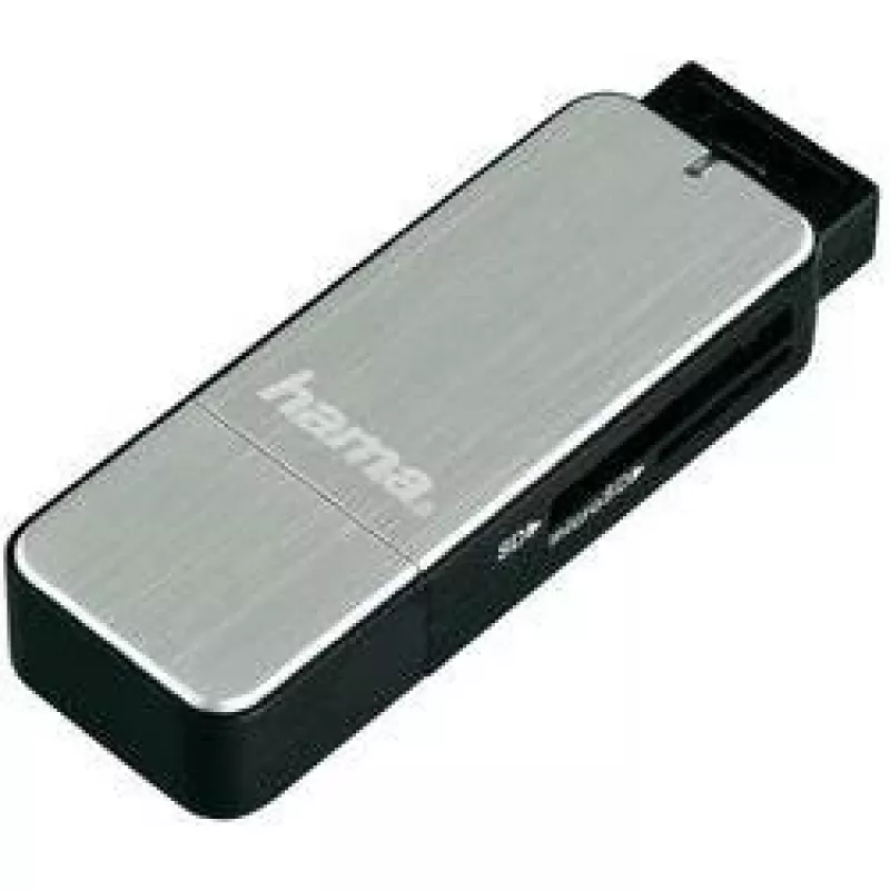 Hama 123900 USB-3.0-Kartenleser SD/microSD, Aluminium, schwarz/silber