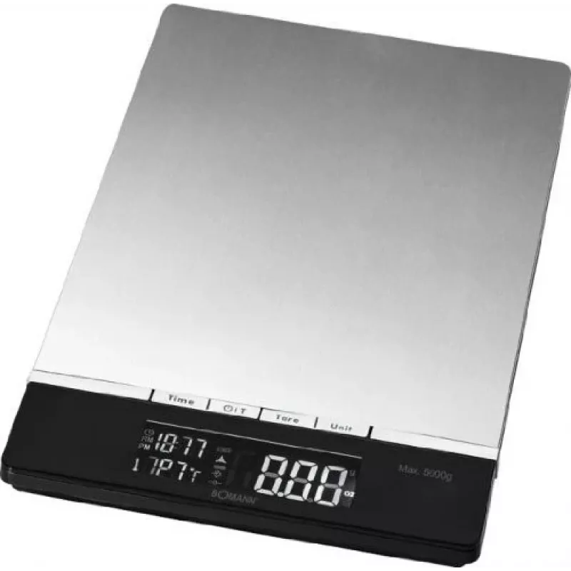 Bomann KW 1421 CB Küchenwaage, LCD-Display, Edelstahl, 160 x 230 x 18 mm, AAA, Schwarz (614211)