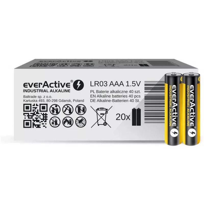 Einweg-Alkalibatterie everActive EVLR03S2IK AAA 1,5 V, 40 Stück, 5 Jahre Haltbarkeit