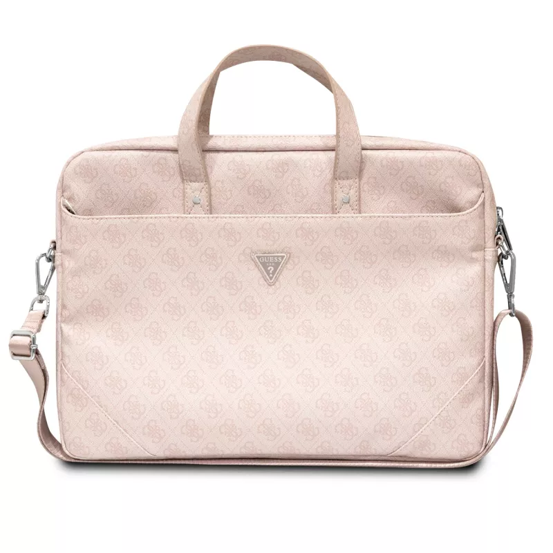 Guess 4G Triangle Logo Laptop Bag 16 Rose Pink Saffiano - GUCB15P4TP