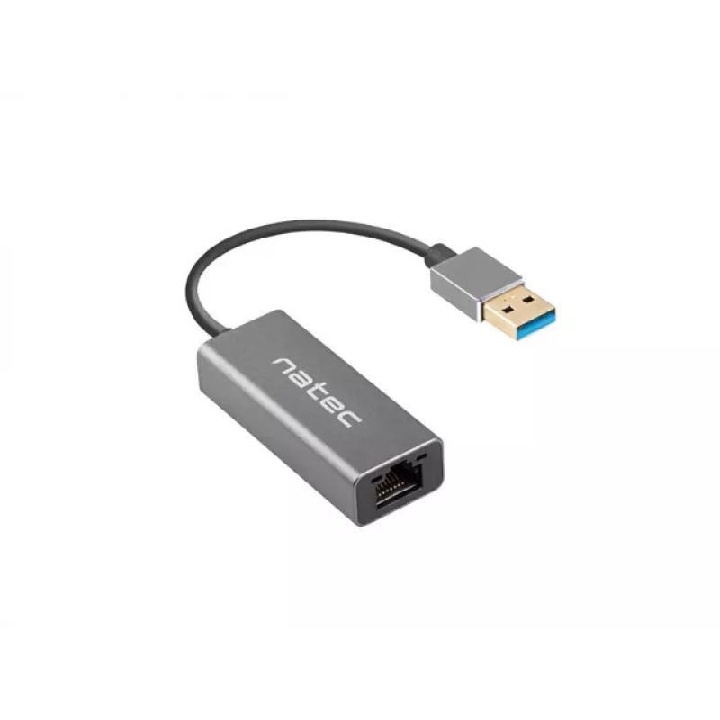 Natec Cricket NNC-1924 USB 3.0 Typ A auf RJ45 Ethernet-Adapter, 1000 Mbit/s, 15 cm Kabel, schwarz