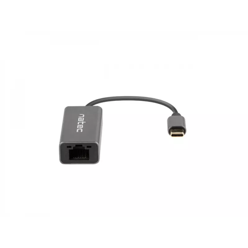 Natec Cricket NNC-1925 USB-C 3.1 Gen 1 auf RJ45 Ethernet-Adapter, 1000 Mbit/s, 15 cm Kabel, Aluminium, grau
