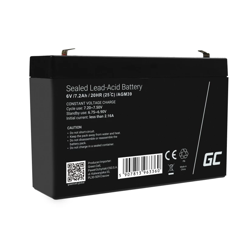 Green Cell AGM39 Industrie-Akku 7200 mAh 6 V