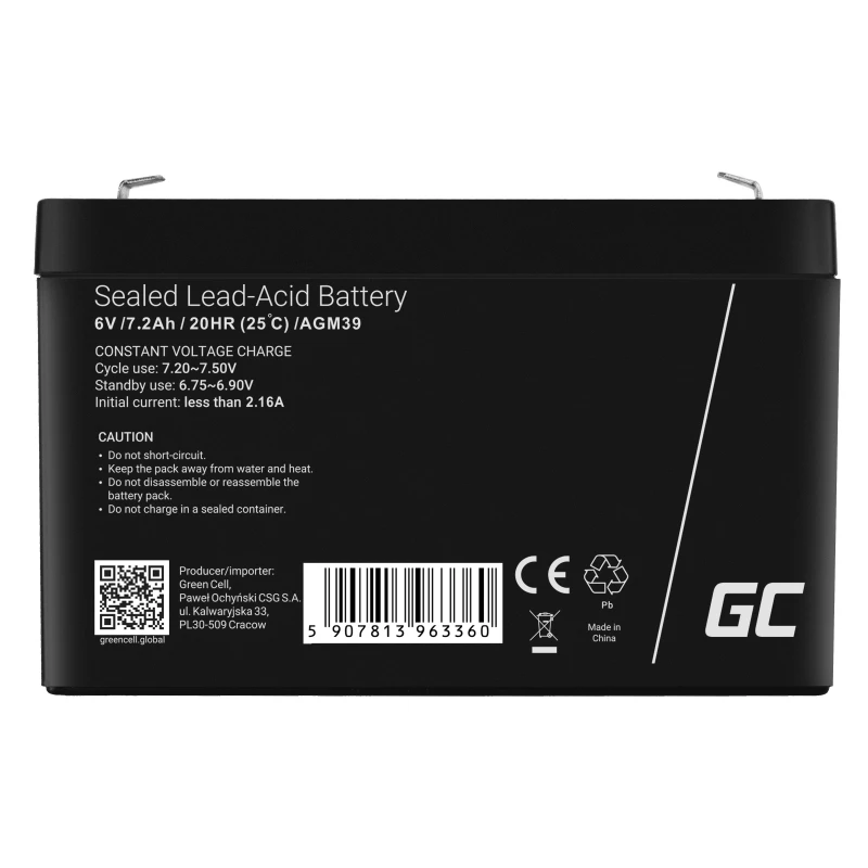 Green Cell AGM39 Industrie-Akku 7200 mAh 6 V
