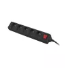 Lanberg PS1-05E-0300-BK Steckdosenleiste, 5 Steckdosen, 3 m, Schwarz, mit Schalter