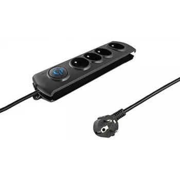 Qoltec 50105 Steckdosenleiste mit Überspannungsschutz, 4-fach, Schwarz