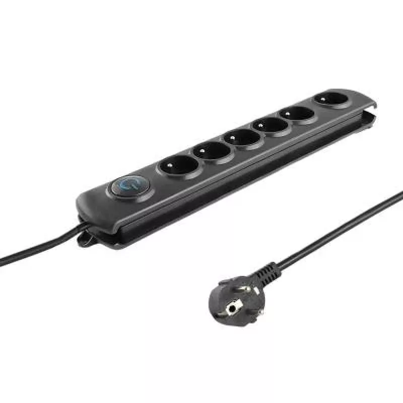 Überspannungsschutz Qoltec 50112 Schwarz 6 AC-Steckdosen 230V 3m