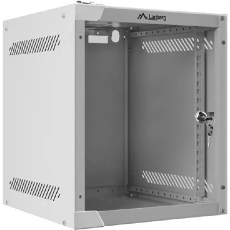 Lanberg WF10-2306-10S 10" Wandschrank (Rack) 6U, 336×280×310 mm, Glastür, 20 kg, grau (RAL 7035)