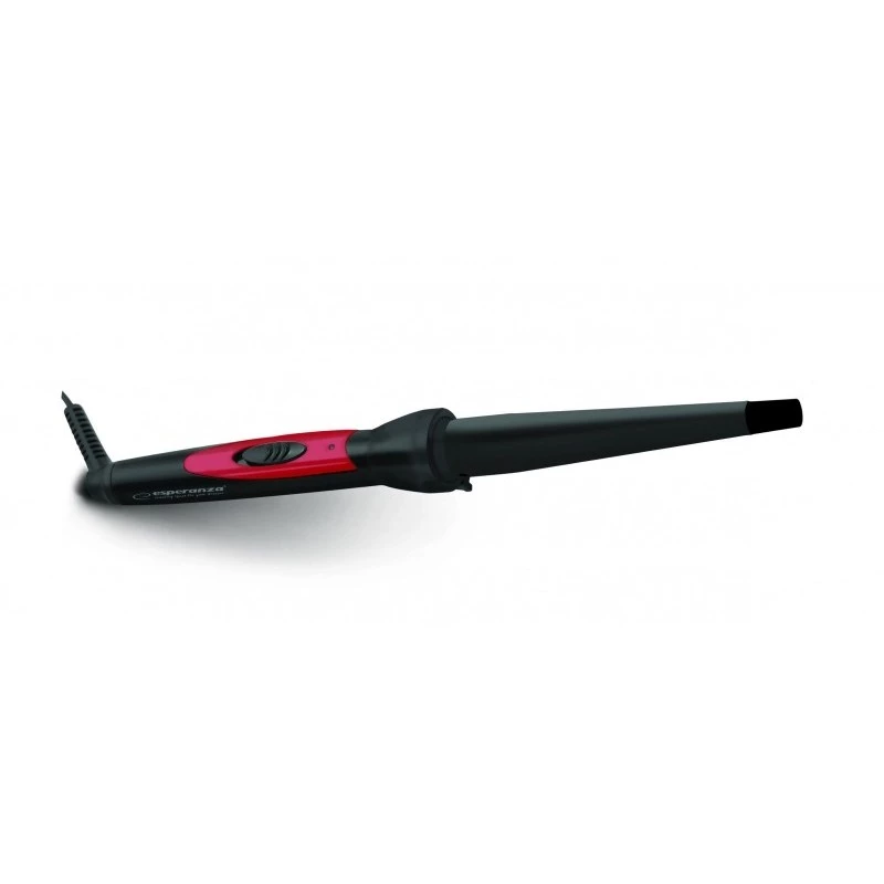 Esperanza SALMA EBL007 konischer Lockenstab, 13–25 mm Keramikzylinder, 25 W, 1,7 m Drehkabel, Schwarz/Pink