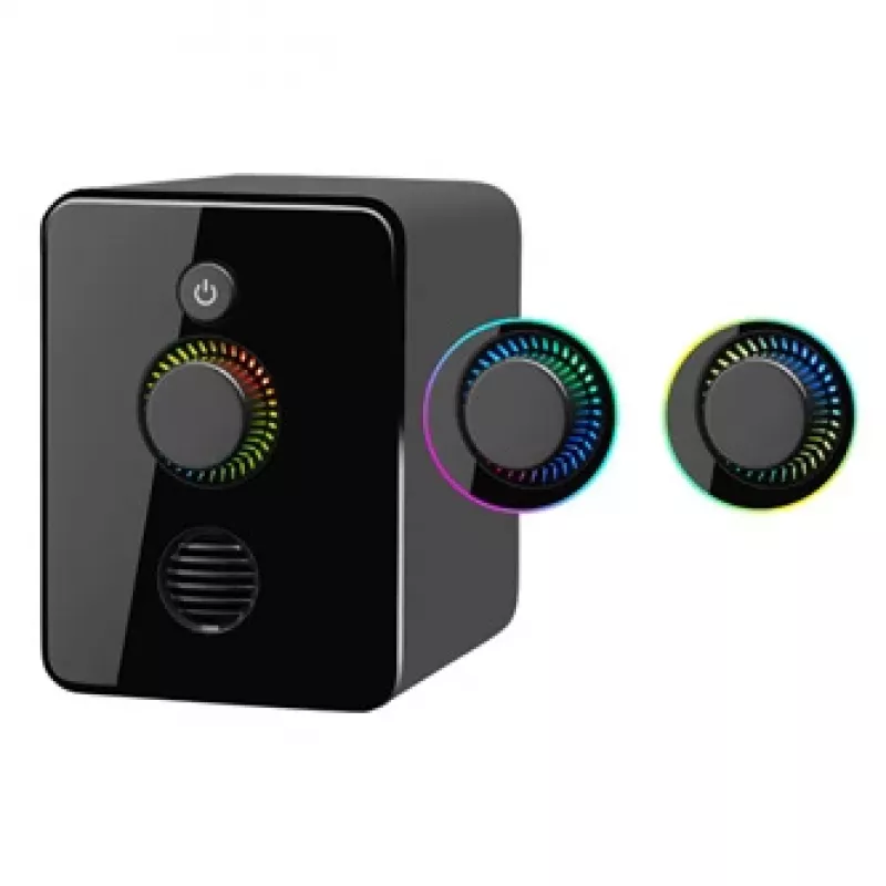Defender V12 65212 2.1 Computer-Lautsprecher, 11 W, 5-W-Subwoofer, USB-Stromversorgung, LED-Beleuchtung, schwarz, 115 x 130 x 223 mm