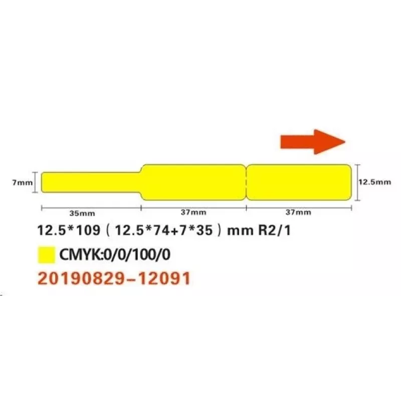 NIIMBOT RXL12.5109-65Y Thermoetiketten 12,5 x 109 mm, 65 Etiketten pro Rolle, Gelb, für D11/D110