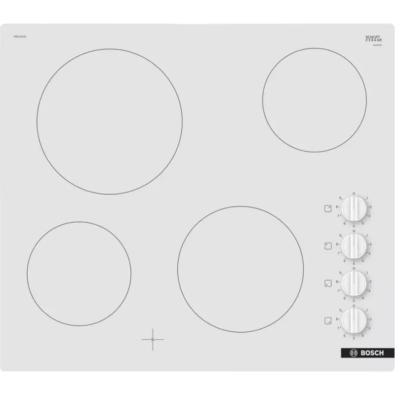 Strahlungselektrokochfeld Bosch PKE612CA2E, 6600 W, 4 Kochzonen, Weiß