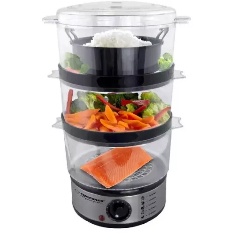 Esperanza Steam Volcano EKG009 Dampfgarer, 3 Körbe, 400 W