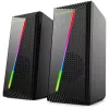 Esperanza EGS106 Rainbow Nortec 2.0 Lautsprecher, 6 W (2x3 W), USB-Stromversorgung, 3,5-mm-Miniklinke, RGB-LED, schwarz