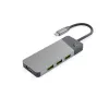 USB‑Typ‑C‑Hub Green Cell HUBGC01 — 7 Anschlüsse: 3×USB‑A 3.2 Gen 1, 1×USB‑C 3.2 Gen 1, HDMI, microSD+SD-Kartenleser — Silber