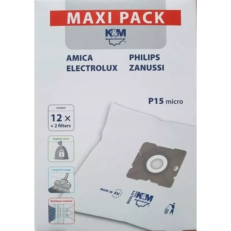 Staubsaugerbeutel PHILIPS CONCEPT SENCOR ZANUSSI P15 maxi KM-P15-MX (12 Stk.)
