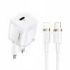USAMS T36 Mini USB-C Netzladegerät, 20 W, PD 3.0, mit 1 m USB-C-auf-Lightning-Kabel