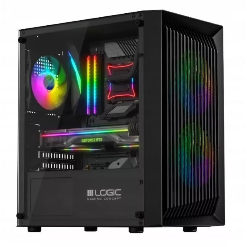 Logic Atos ARGB Mini USB 3.0 Micro-Tower-Gehäuse, Schwarz (AM-ATOS-10-0000000-0002)