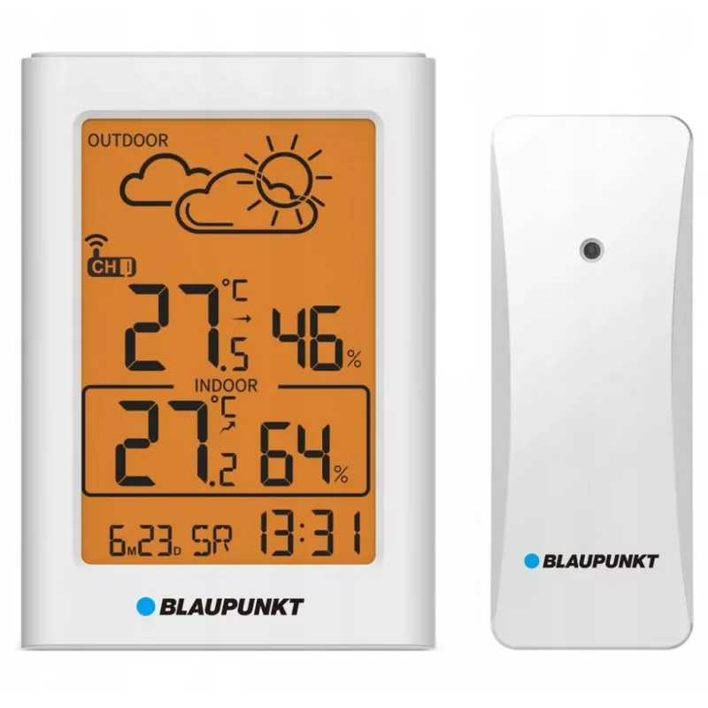 Blaupunkt WS15WH Wetterstation mit Außensensor, Weiß