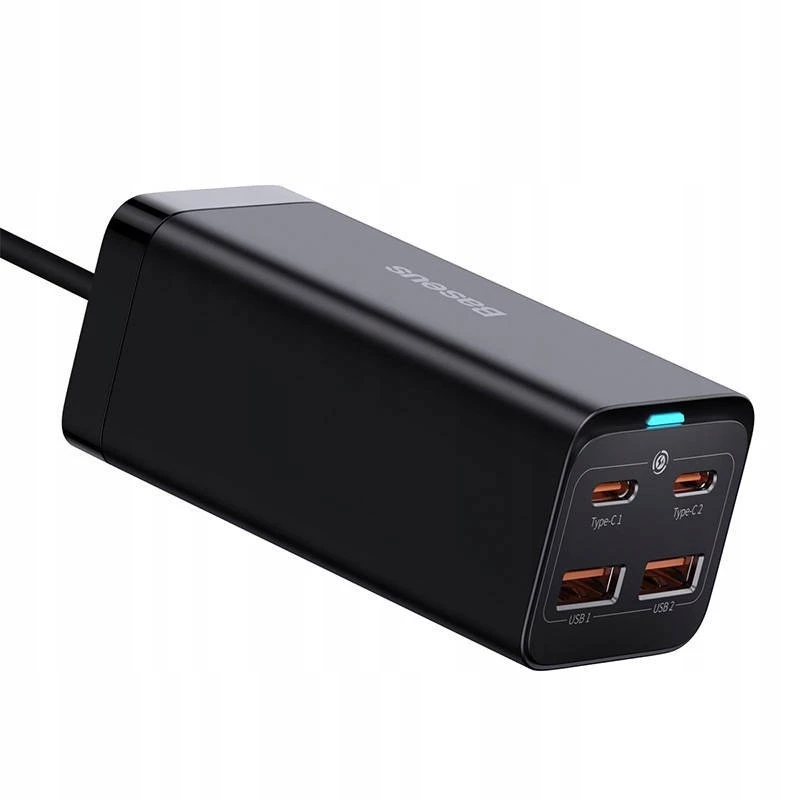 Baseus GaN3 Pro CCGP000101 Tischladegerät 100 W, 2x USB-C + 2x USB-A, PD 3.0, QC 4.0+, 1,5 m Kabel, Schwarz