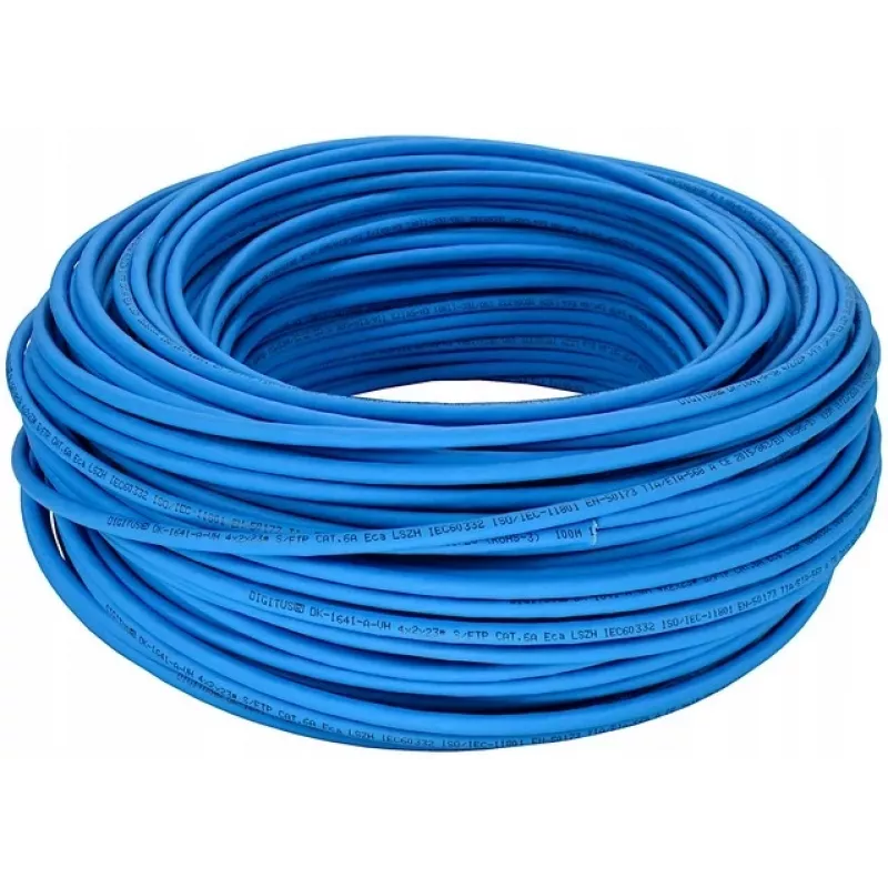 DIGITUS DK-1641-A-VH-1 Cat. 6A S/FTP Installationskabel, AWG 23/1 Draht, LSZH, Eca, 100 m, blau (RAL 5012)