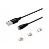 Savio CL-152 USB-Kabel 1 m USB 2.0 USB C Micro USB A/Lightning Schwarz