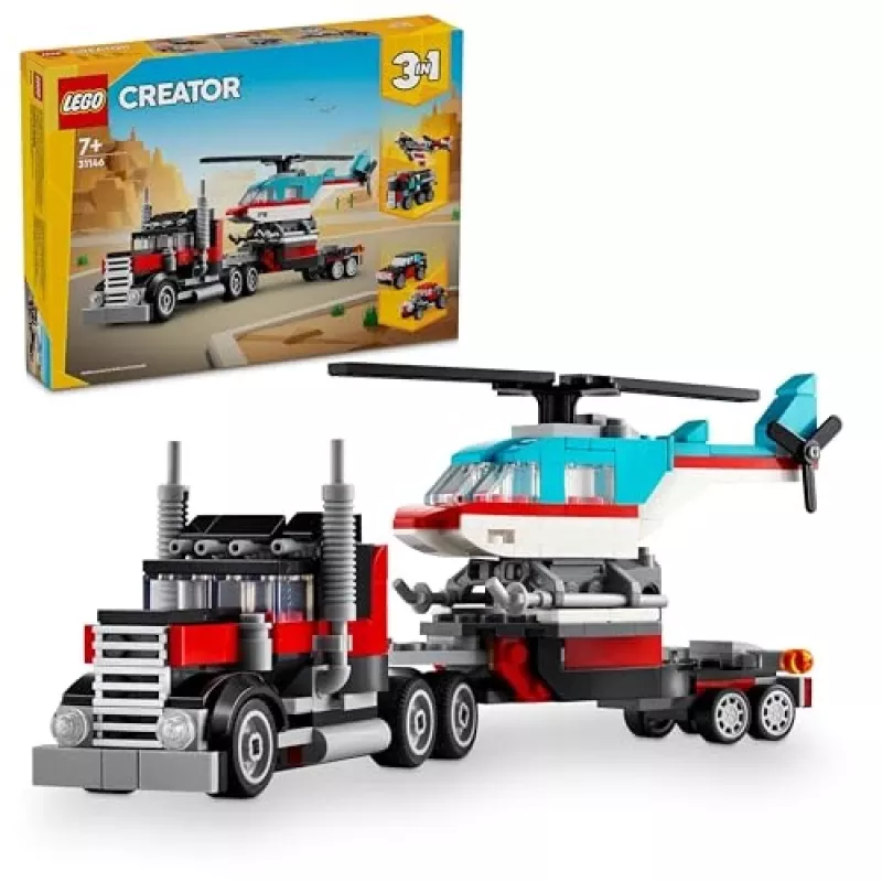 LEGO Creator 3-in-1 31146 Tieflader mit Hubschrauber